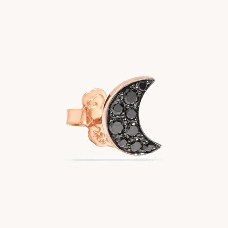 Joyas Dodo | Pendientes Dodo Luna Oro Rosa Y Diamantes Negros