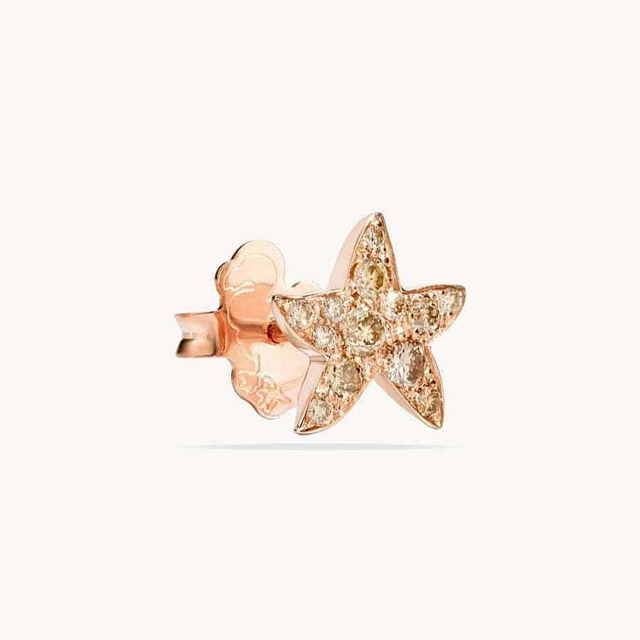 Joyas Dodo | Pendientes Dodo Estrella Oro Rosa Y Diamantes Brown