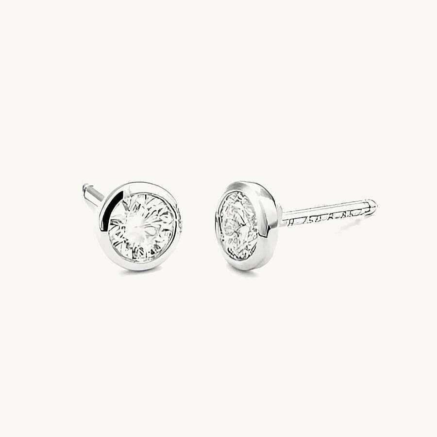 Joyas Jael | Pendientes Jael Chat N Oro Blanco Y Diamantes 0,50 Kt