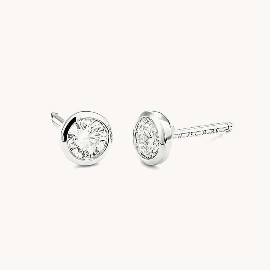 Joyas Jael | Pendientes Jael Chat N Oro Blanco Y Diamantes 0,05 Kt