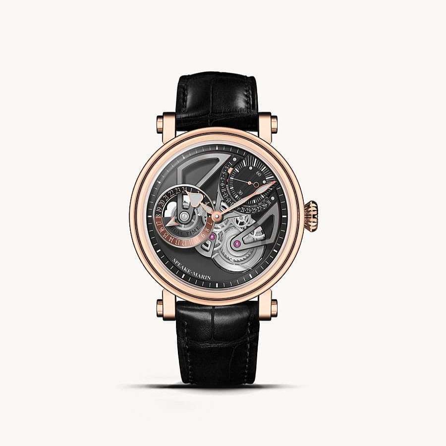 Relojes Speake Marin | Reloj Speake-Marin Openworked Dual Time Red Gold 42 Mm