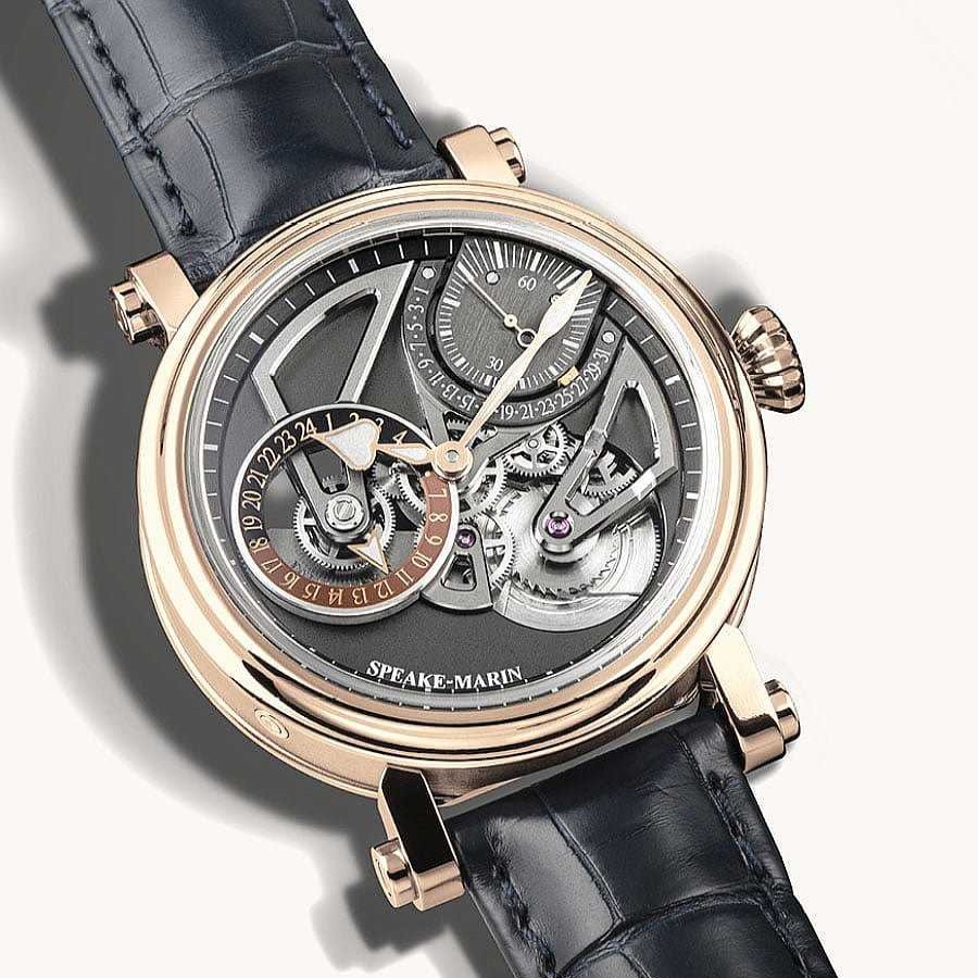 Relojes Speake Marin | Reloj Speake-Marin Openworked Dual Time Red Gold 42 Mm