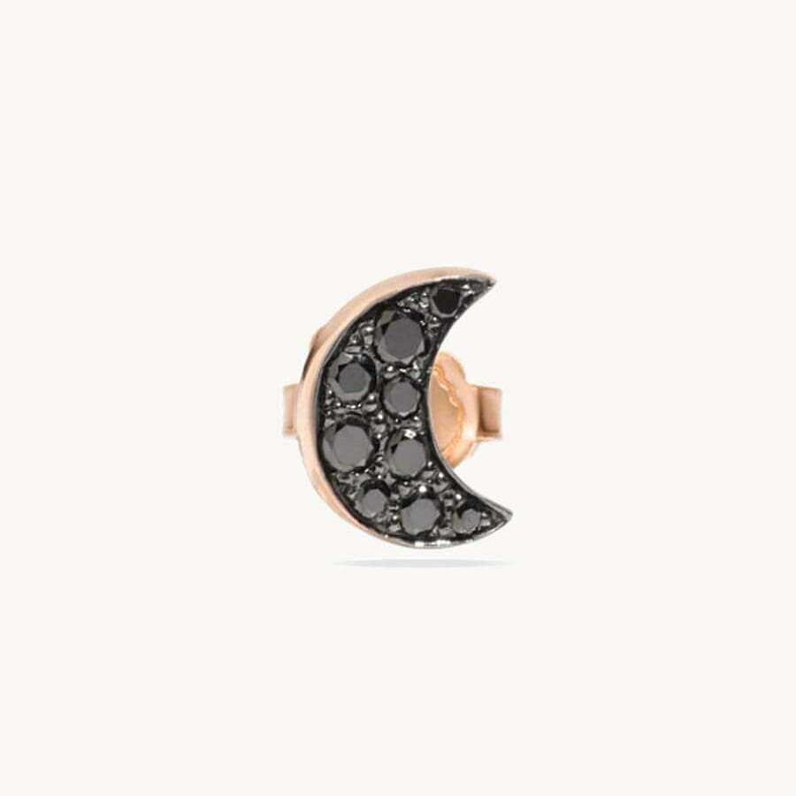 Joyas Dodo | Pendientes Dodo Luna Oro Rosa Y Diamantes Negros